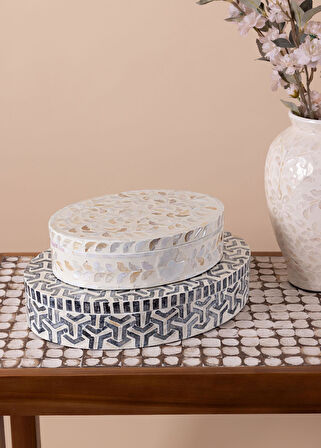 The Mia Sedef Yuvarlak Kutu 40x30x8 cm TLC0089