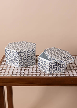 The Mia Sedef Altıgen Kutu 28x24x14 cm TLC0091