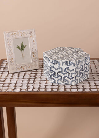 The Mia Sedef Altıgen Kutu 24x21x12 cm TLC0092