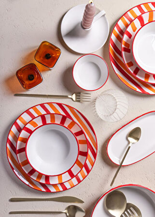 The Mia Joy Oval Servis 2li Set Kırmızı 11x21x3 cm