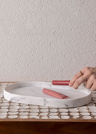 The Mia Marble Banyo Tepsisi Beyaz 30x20x3 cm