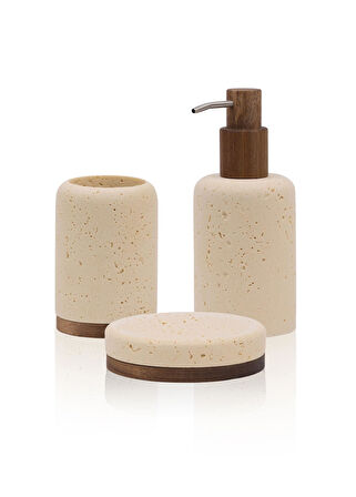 The Mia Travertine Banyo Seti Bej 3 Parça