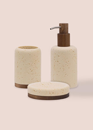 The Mia Travertine Banyo Seti Bej 3 Parça