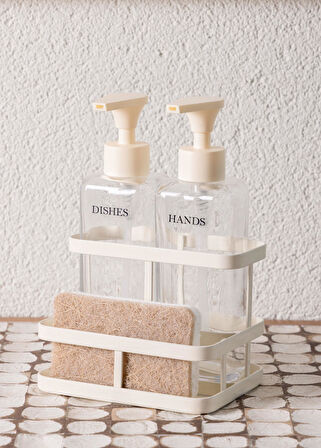 The Mia Metal Standlı Sıvı Sabunluk Beyaz 3 Parça