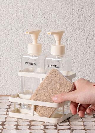 The Mia Metal Standlı Sıvı Sabunluk Beyaz 3 Parça