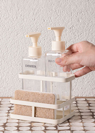 The Mia Metal Standlı Sıvı Sabunluk Beyaz 3 Parça