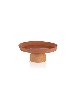 The Mia Limoges Ahşap Ayaklı Tabak Terracota 16x7 cm