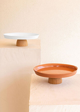 The Mia Limoges Ahşap Ayaklı Tabak Terracota 16x7 cm