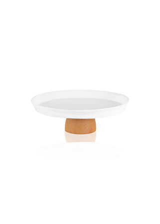 The Mia Limoges Ahşap Ayaklı Tabak Beyaz  22x6 cm