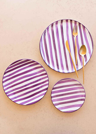 The Mia Joy Pasta Tabağı 6lı Set Mor 19 cm