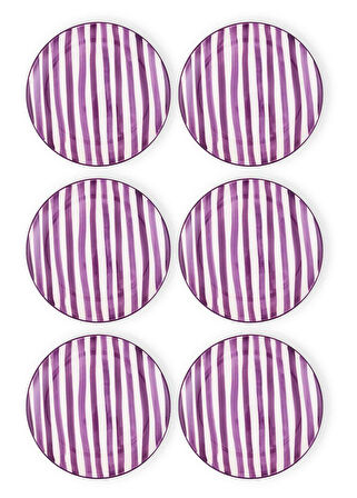 The Mia Joy Servis Tabağı 6lı Set Mor 26 cm