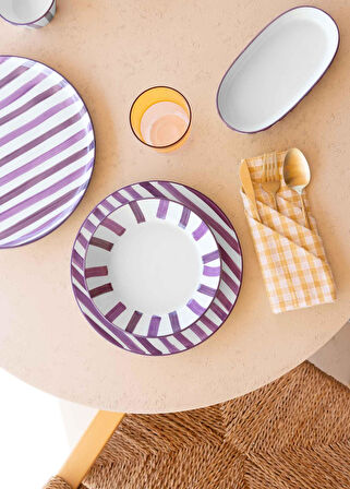 The Mia Joy Oval Servis 2li Set Mor 11x21x3 cm