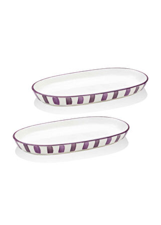 The Mia Joy Oval Servis 2li Set Mor 14x26x3 cm