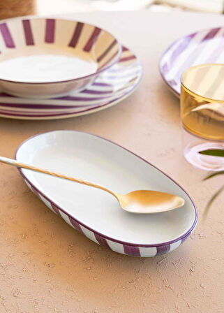 The Mia Joy Oval Servis 2li Set Mor 14x26x3 cm