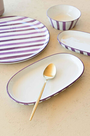 The Mia Joy Oval Servis 2li Set Mor 14x26x3 cm