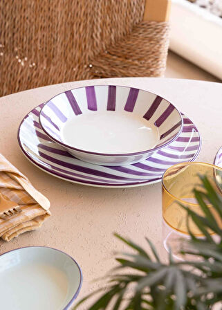 The Mia Joy Yemek Tabağı 6lı Set Mor 20 cm