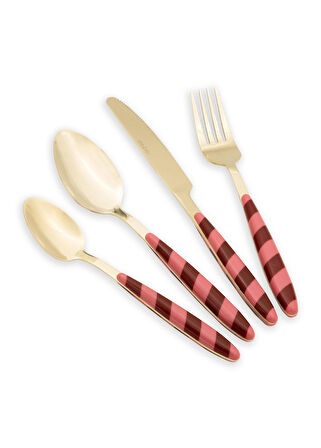 The Mia Joy Çatal Kaşık Bıçak Takımı Pembe Gold 24 Parça