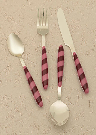 The Mia Joy Çatal Kaşık Bıçak Takımı Pembe Gold 24 Parça