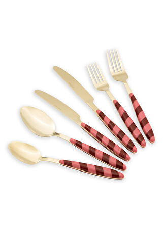 The Mia Joy Çatal Kaşık Bıçak Takımı Pembe Gold 36 Parça