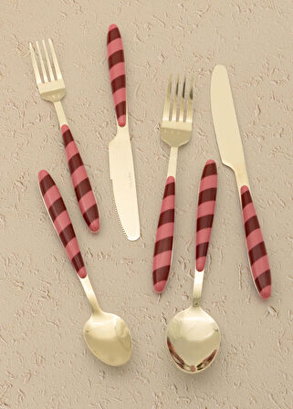 The Mia Joy Çatal Kaşık Bıçak Takımı Pembe Gold 36 Parça