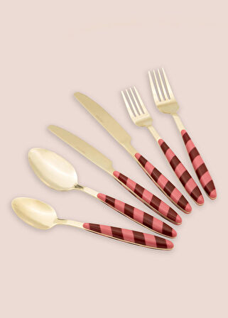 The Mia Joy Çatal Kaşık Bıçak Takımı Pembe Gold 36 Parça