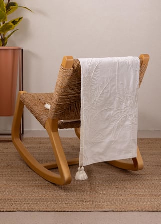 The Mia Throw Koltuk Şalı Püsküllü Krem 170x130