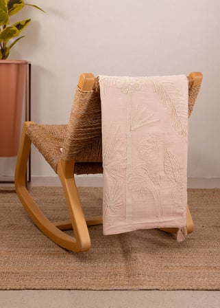 The Mia Throw Koltuk Şalı Püsküllü Pudra 170x130