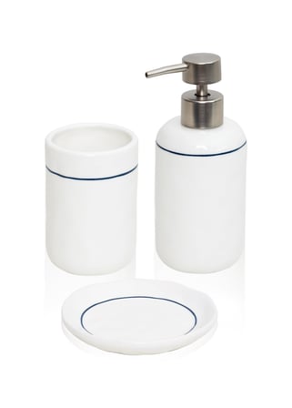 The Mia Pure Banyo Seti Beyaz Mavi 3 Parça