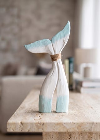 The Mia Marin Ahşap Balina Kuyruğu L Dekoratif Obje 24 cm