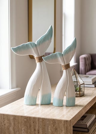 The Mia Marin Ahşap Balina Kuyruğu L Dekoratif Obje 24 cm