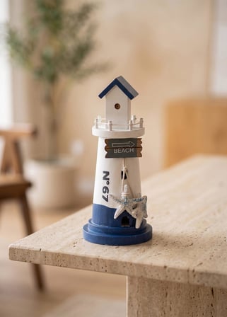 The Mia Marin Mavi Beyaz Deniz Feneri  No 67 Obje 22 cm