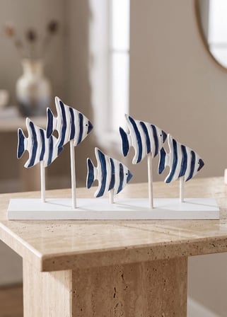 The Mia Marin Mavi Beyaz Çizgili 5'li Balık Biblosu 15 cm
