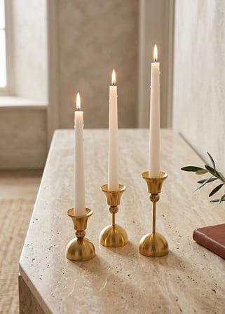 The Mia Brass Pirinç Şamdan ve Tealight Mumluk 9 Cm
