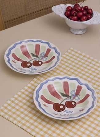 The Mia ITL Yemek Tabağı 2 li Set 22 cm Çok Renkli Yemek Tabağı