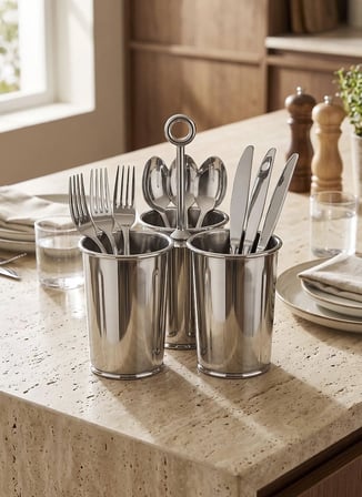 The Mia Krom 3 Bölmeli Sunumluk 25 Cm Gümüş Sunum Tabağı