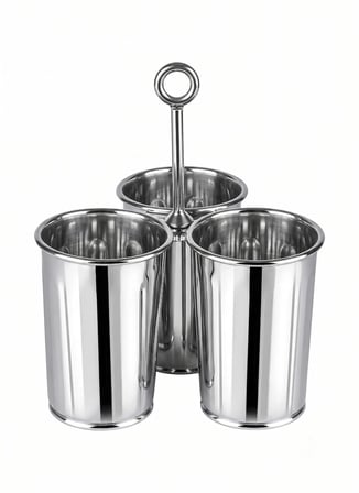 The Mia Krom 3 Bölmeli Sunumluk 25 Cm Gümüş Sunum Tabağı