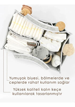 Mordesign Yenidoğan Unisex Bebek Bakım Çantası Gri