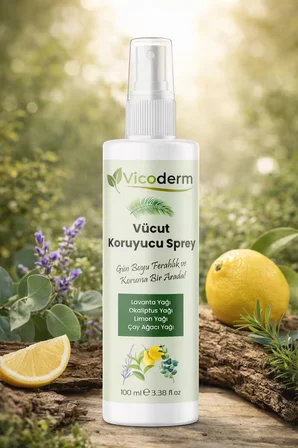 Vicoderm Vucut Koruyucu Sprey 100ML Sivrisinek ve Kene Kovucu Bitkisel Tüm Vücut için