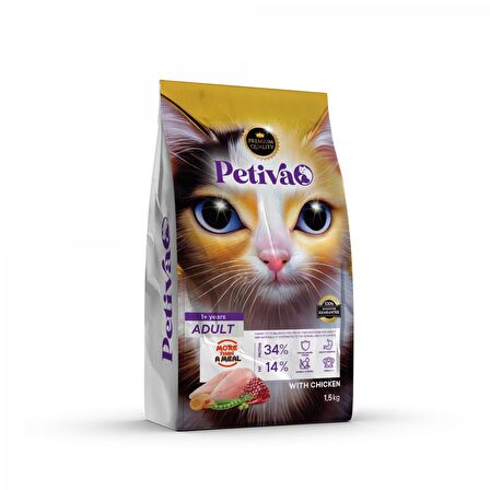 Petiva Yetişkin Kedi Tavuk Etli 1,5 Kg