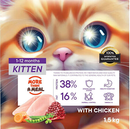 Petiva Yavru Kediler İçin Tavuk Etli Kuru Kedi Maması 1,5 Kg