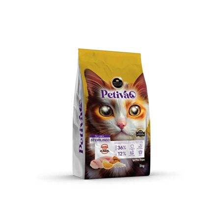 Petiva Kısırlaştırılmış Balıklı Kedi Maması 3 Kg