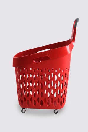 Tekerlekli Market Sepeti (Tekerlekli Alışveriş Sepeti Gri Saplı ) 73 L Kırmızı