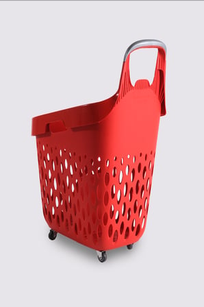 Tekerlekli Market Sepeti (Tekerlekli Alışveriş Sepeti Gri Saplı ) 73 L Kırmızı