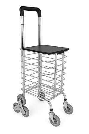 Taşınabilir Katlanabilir Alışveriş Pazar Arabası Altı Tekerlekli Metalik 30 Kg