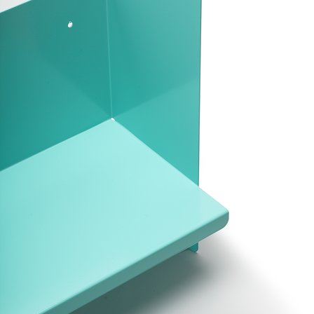 Mavi Metal Duvar Rafı - Masa Üstü Kitaplık ve Çok Amaçlı Ofis Düzenleyici 21x50 cm