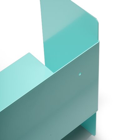Mavi Metal Duvar Rafı - Masa Üstü Kitaplık ve Çok Amaçlı Ofis Düzenleyici 21x50 cm