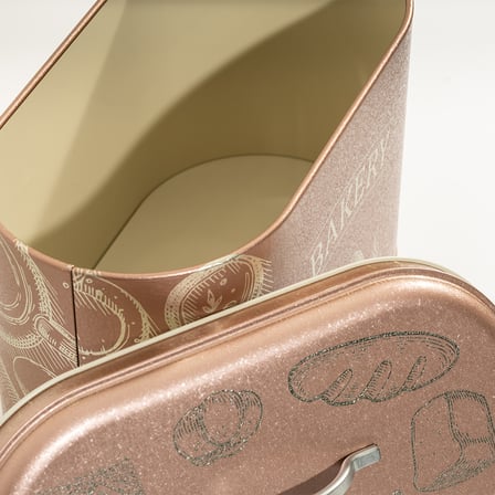 Metal Ekmeklik - Tezgah Üstü Ekmek Saklama Kutusu ve Kapaklı Mutfak Düzenleyici Pembe 34x26x18.5 cm