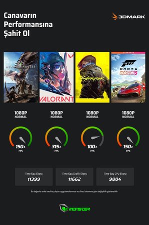 Monster Tulpar T7 V26.2.9 Intel Core i7 13620H 64 GB RAM 1 TB SSD 8 GB RTX 5060 Windows 11 17,3" FHD 144 Hz Oyun Bilgisayarı