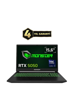 Monster Abra A5 V22.3.9 Intel Core Ultra 9 185H 64 GB RAM 1 TB SSD 8 GB RTX 5050 Windows 11 15,6" FHD 144 Hz Oyun Bilgisayarı