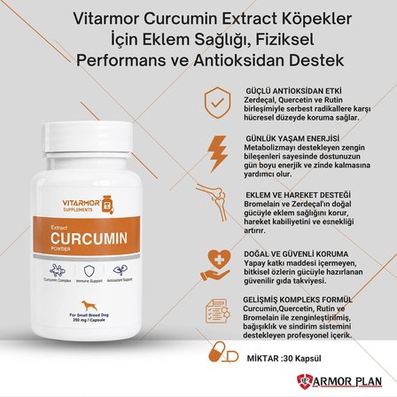 Vitarmor Curcumin Complex Small Breed – Küçük Irk Köpek Eklem & Antioksidan Desteği 30 Kapsül
